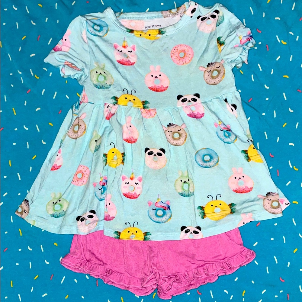 Posh Peanut peplum top ruffle shorts set 2T